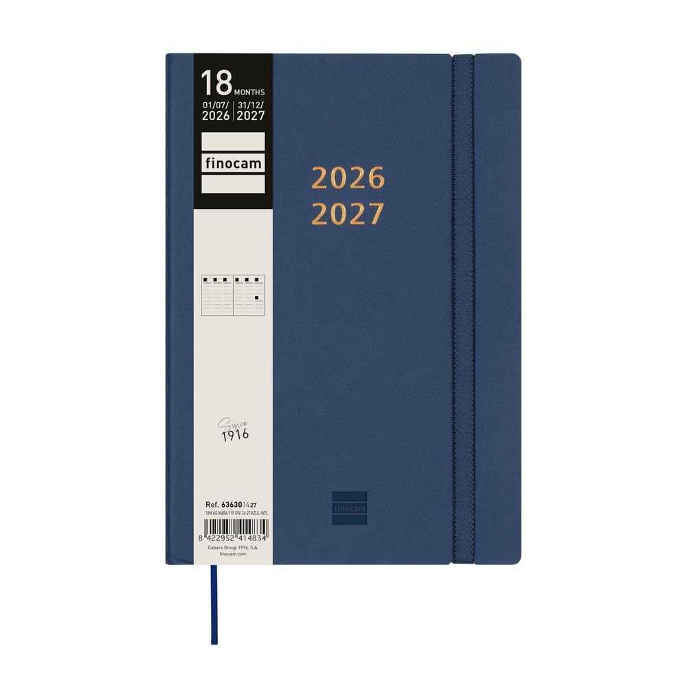 Agenda Anual 18 Meses Mara Y10 Semana Vista Vert 26-27 Azul