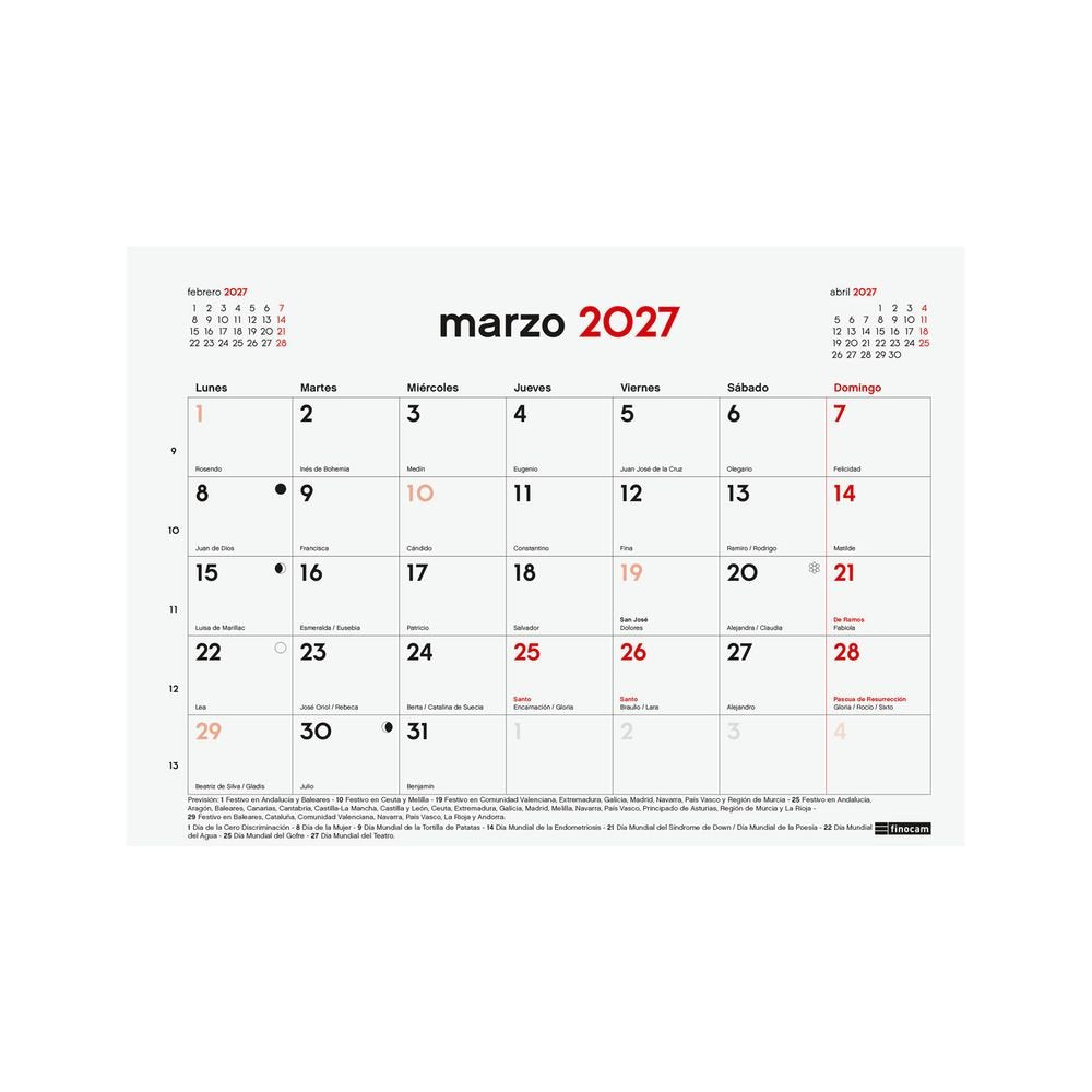 Calendario Anual 16 Meses Bloc Iman 26-27 Finocam Imagen principal del producto