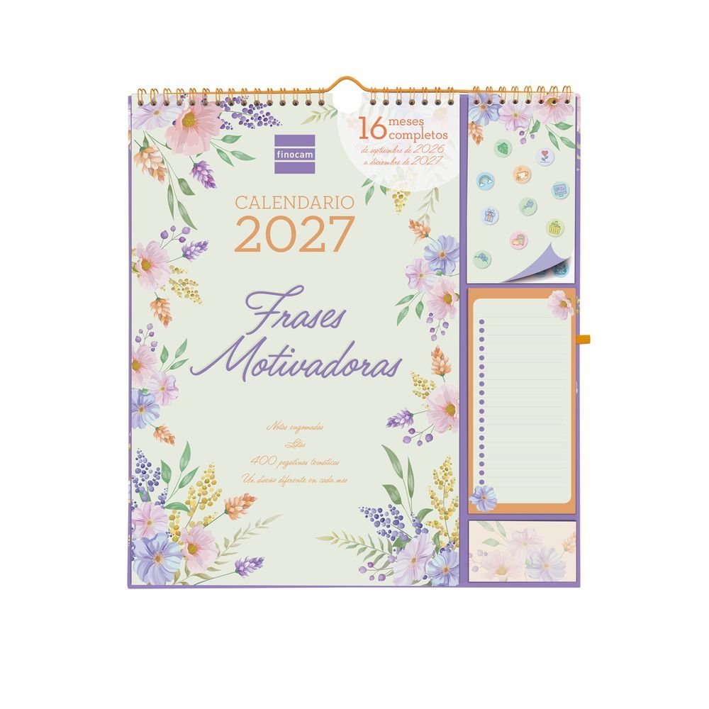 Calendario Anual 16 Meses Plus 26-27 Frases Motivadoras FINOCAM