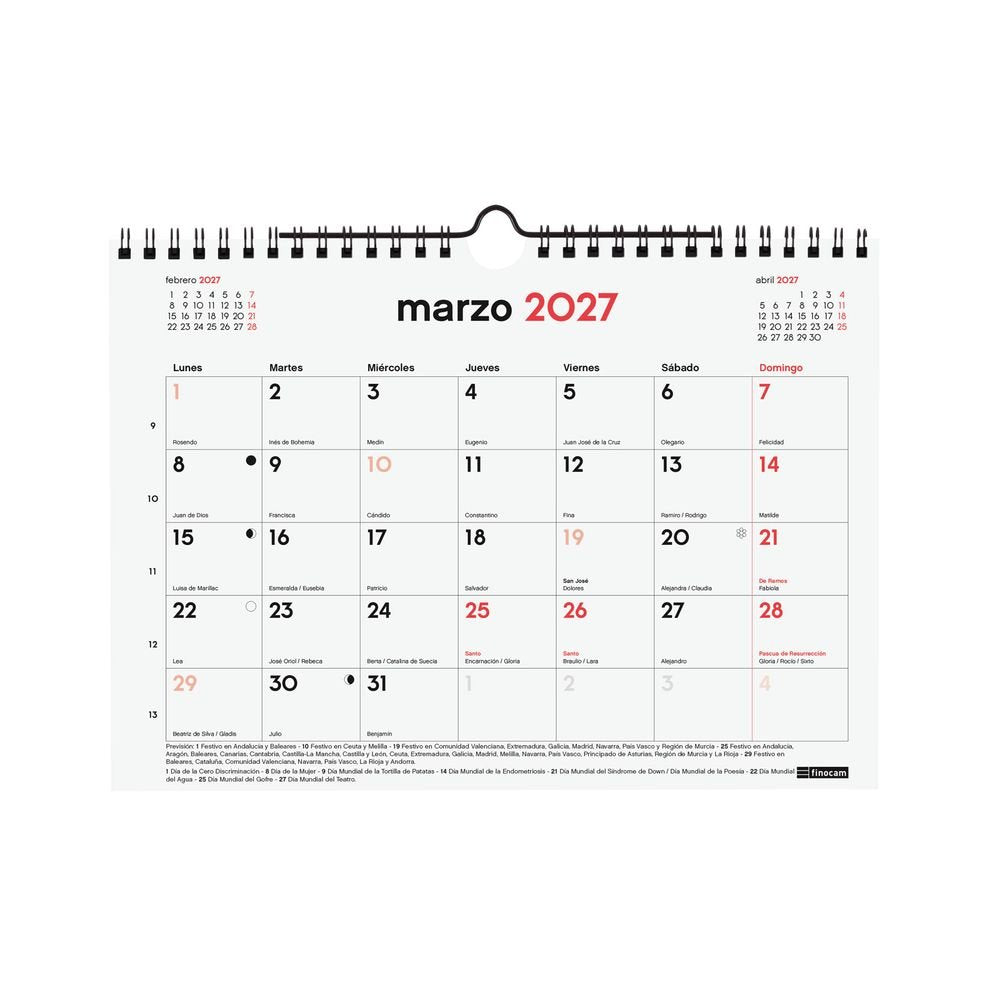 Calendario Anual 16 Meses Pared S 26-27 Finocam