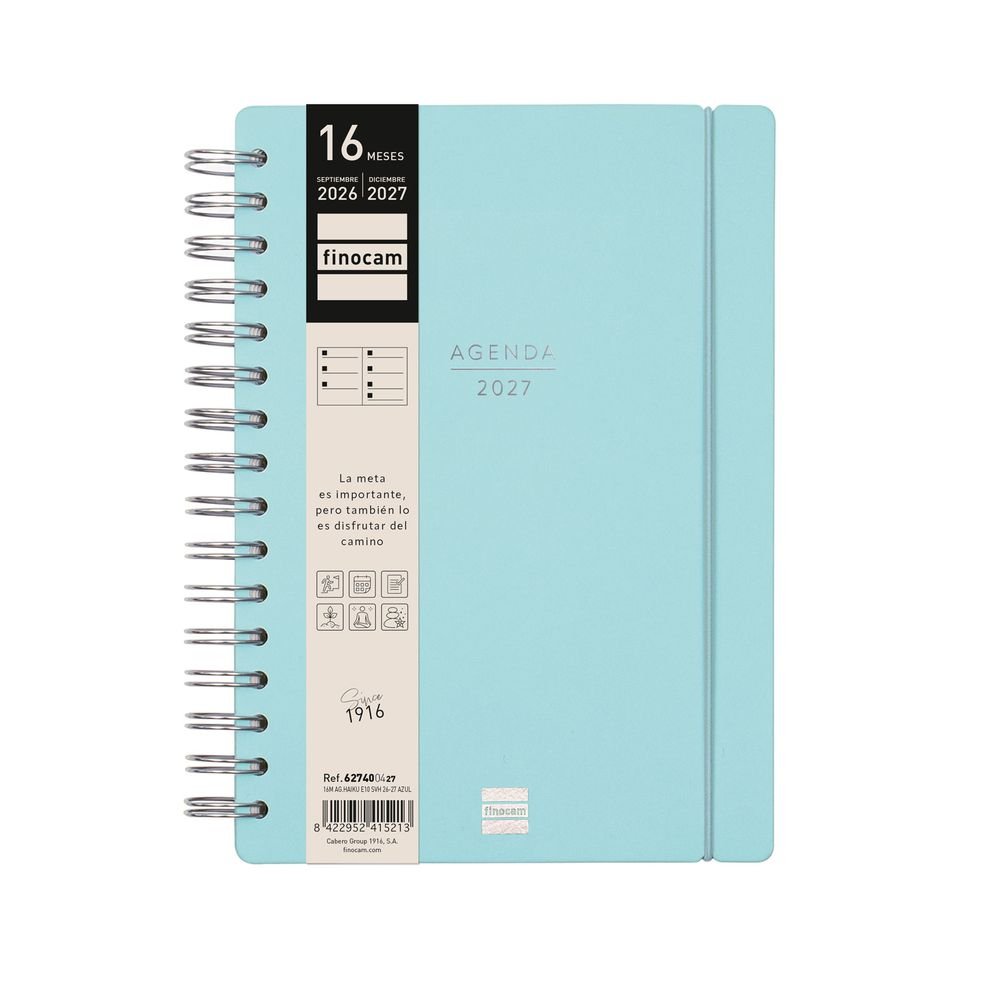 Agenda Anual 16 Meses Haiku E10 Semana Vista Horizontal Azul FINOCAM