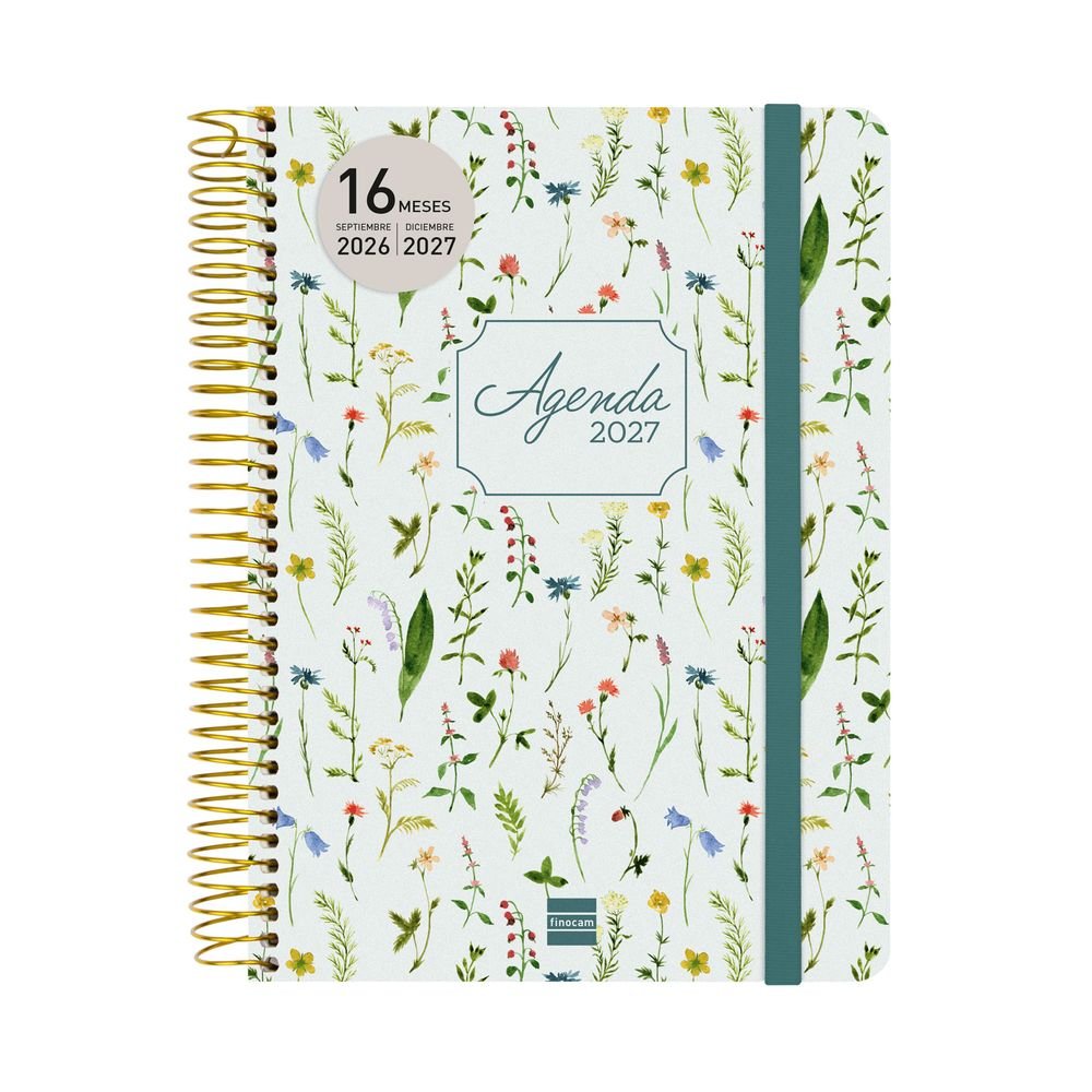 Agenda Anual 16 Meses Cloe E10 Semana Vista Horizontal Verde Finocam