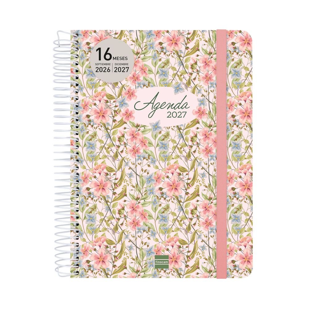 Agenda Anual 16 Meses Cloe E10 Semana Vista Horizontal Rosa Finocam