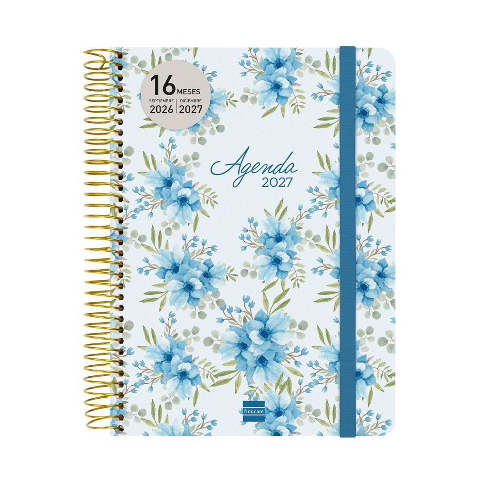 Agenda Anual 16 Meses Cloe E10 Semana Vista Horizontal Azul Finocam