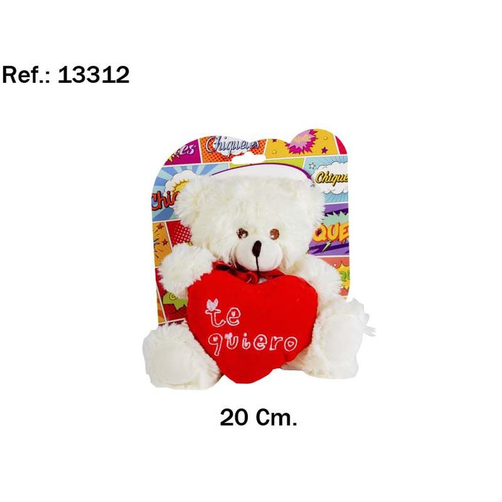 Peluche Osito Lazo y Corazón Te Quiero 20 cm PELUCHES ARTESANIA BEATRIZ