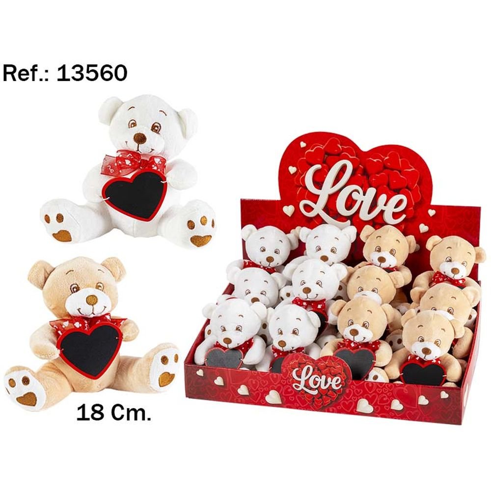 Expositor 12 Peluche Osito Pizarra Corazón Beatriz