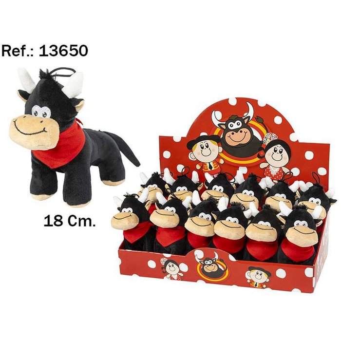 EXPOSITOR 12 TOROS GUAPOS CON PAÑUELO 18CM | PELUCHES ARTESANIA BEATRIZ | ENVASE 12 UDS. UNIDAD | 8423143136504 Imagen principal del producto