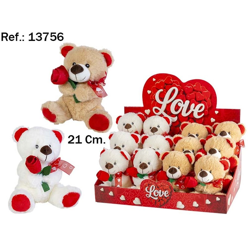 Peluche Osito Flor 2 Colores 21 cm PELUCHES ARTESANIA BEATRIZ