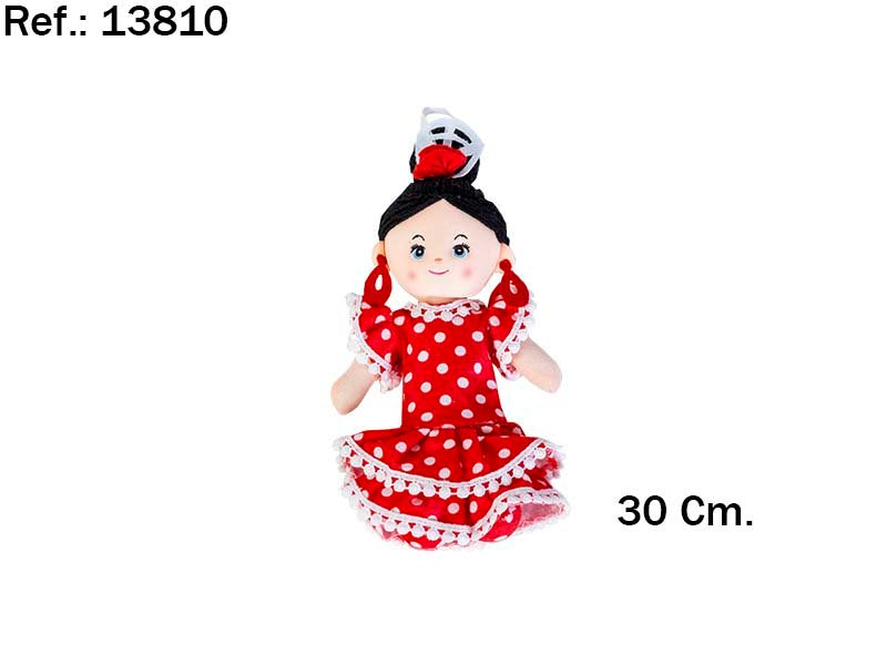 Muñeca Trapo Gitana Lunares Blanco 30 cm PELUCHES ARTESANIA BEATRIZ Imagen principal del producto