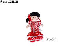 MUÑECA TRAPO GITANA RIZOS LUNARES BLANCO 30CM | PELUCHES ARTESANIA BEATRIZ | 1 UNIDAD | 8423143138164