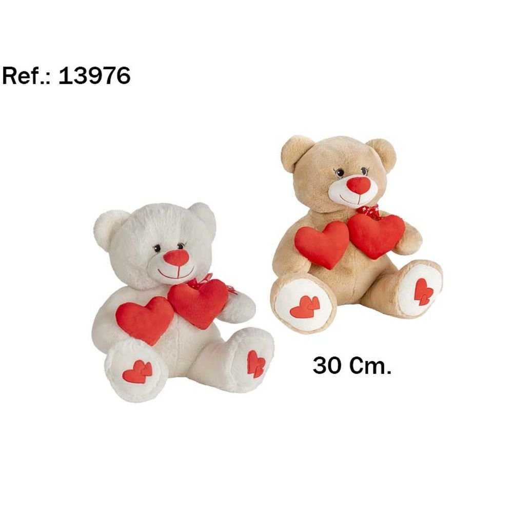 Peluche Oso 2 Corazones 30 cm Surti­do PELUCHES ARTESANIA BEATRIZ