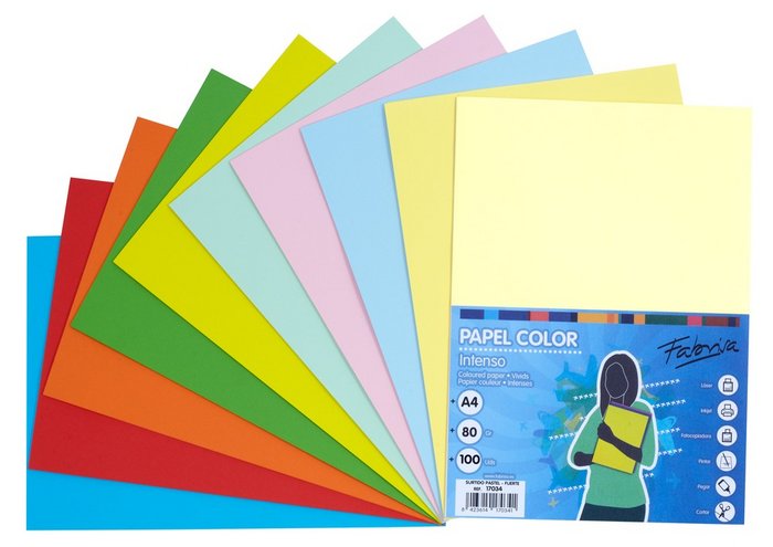Papel A4 80 g 100H Colores Fuertes y Pastel Surtidos Fabrisa Imagen principal del producto