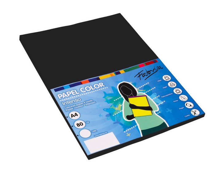 Papel negro 80 g A4 100 hojas Fabrisa