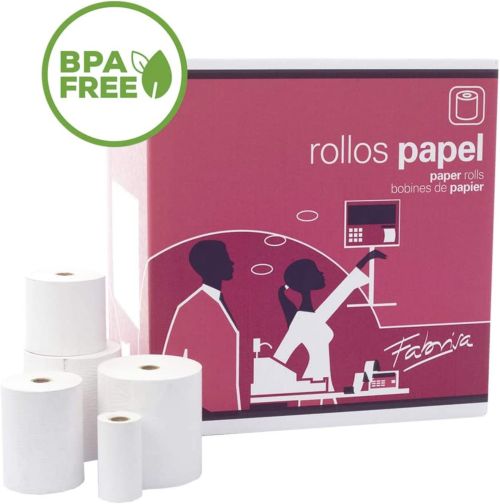 Pack 10 Rollos Papel Termico sin Bpa 57x35x12mm Fabrisa Imagen principal del producto