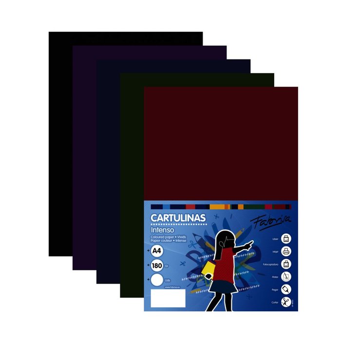 CARTULINA 180G A4 50H SURTIDOS OSCURO | 50 UNIDADES | (FABRISA) Imagen principal del producto