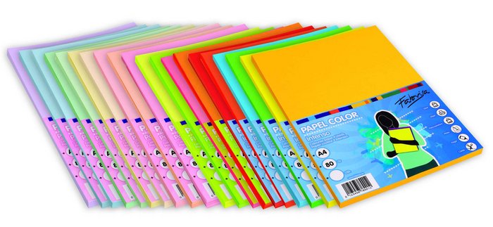 Papel A4 80 g 100H 5 Colores Fuertes Surtidos Fabrisa Imagen principal del producto