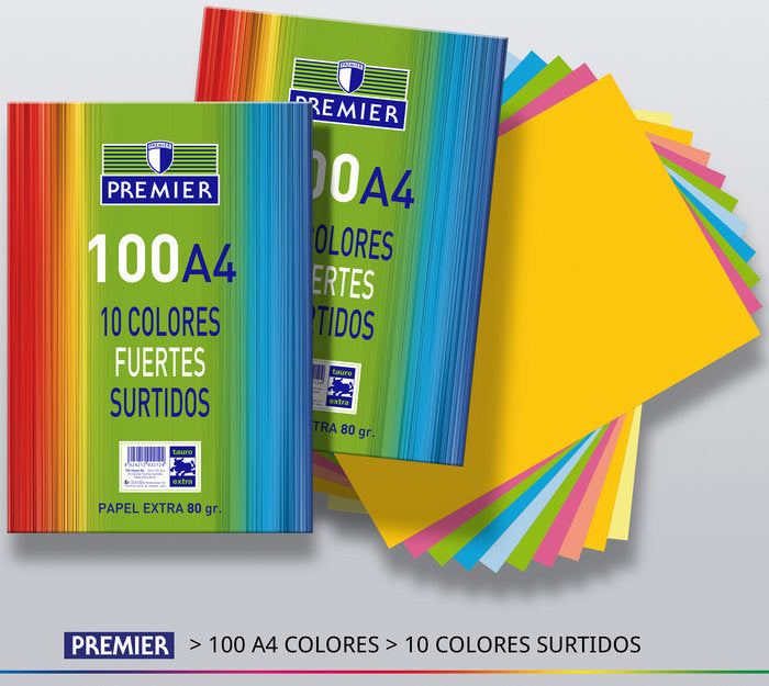 Papel A4 80 g Tauro 100 Hojas Surtido de Colores Fuertes