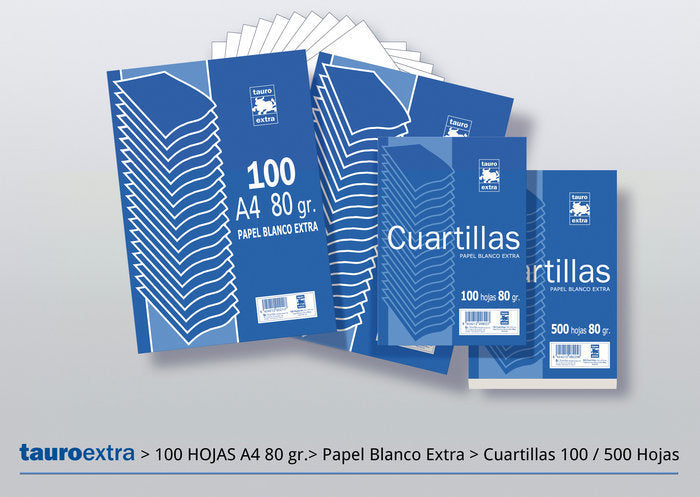 Papel 4º 80 g 500 hojas liso Tauro Extra Manipulados Zorrilla