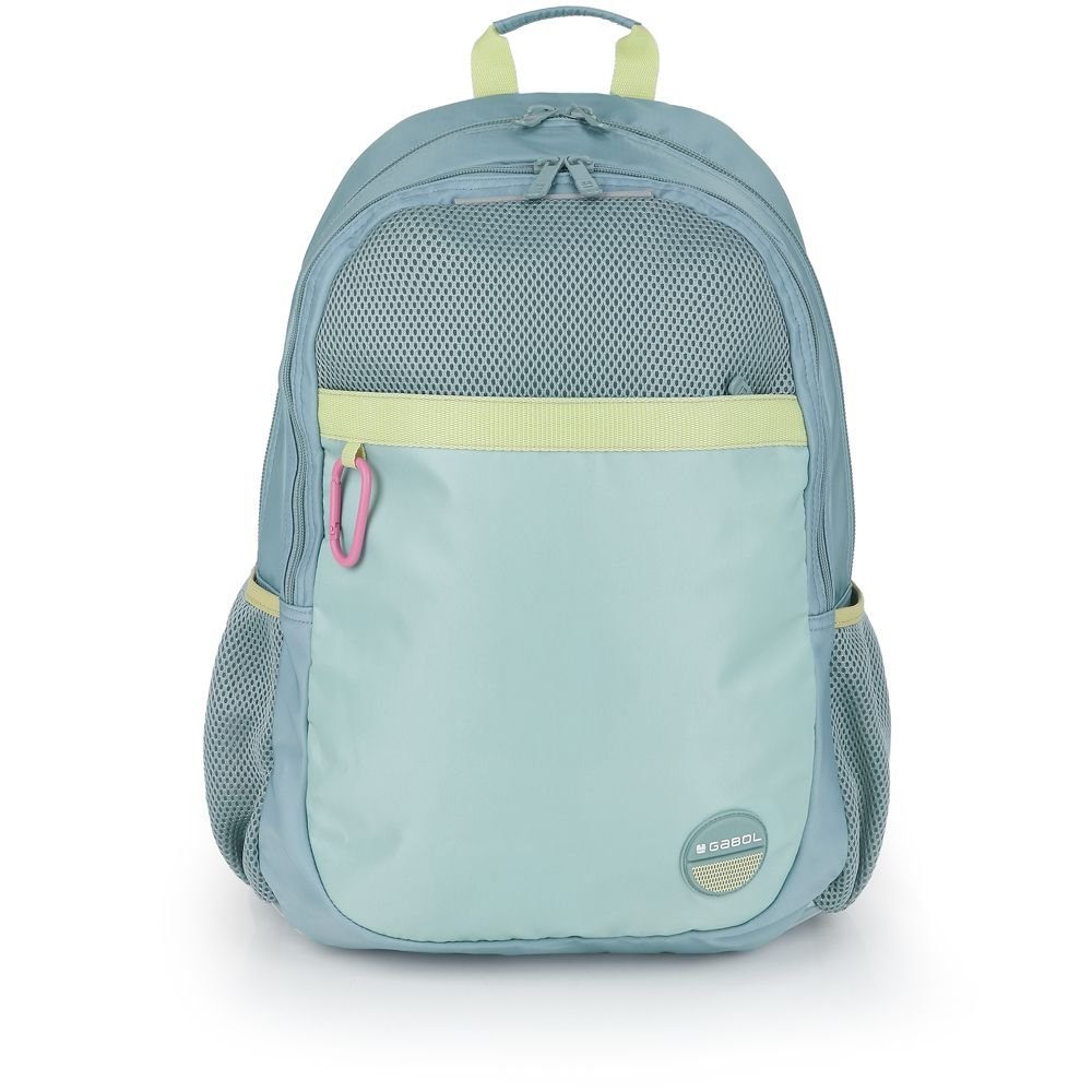 Mochila escolar 46x34 rejilla adaptada Whisper Verde Agua Gabol