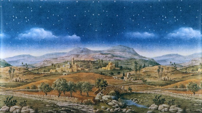 FONDO BELEN PAPEL PAISAJE HEBREO 70X125 CM | BELENES PUIG S,L, | ENVASE 10 UDS. UNIDAD | 8425158110685