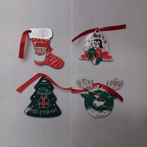 Pack 4 Adornos de Navidad de Madera Surtidos YOSIQUESE SL