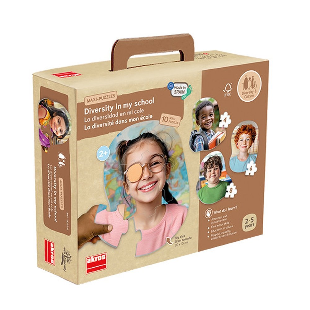 Juego Educativo Maxi Puzles La Diversidad en Mi Cole AKROS Imagen principal del producto