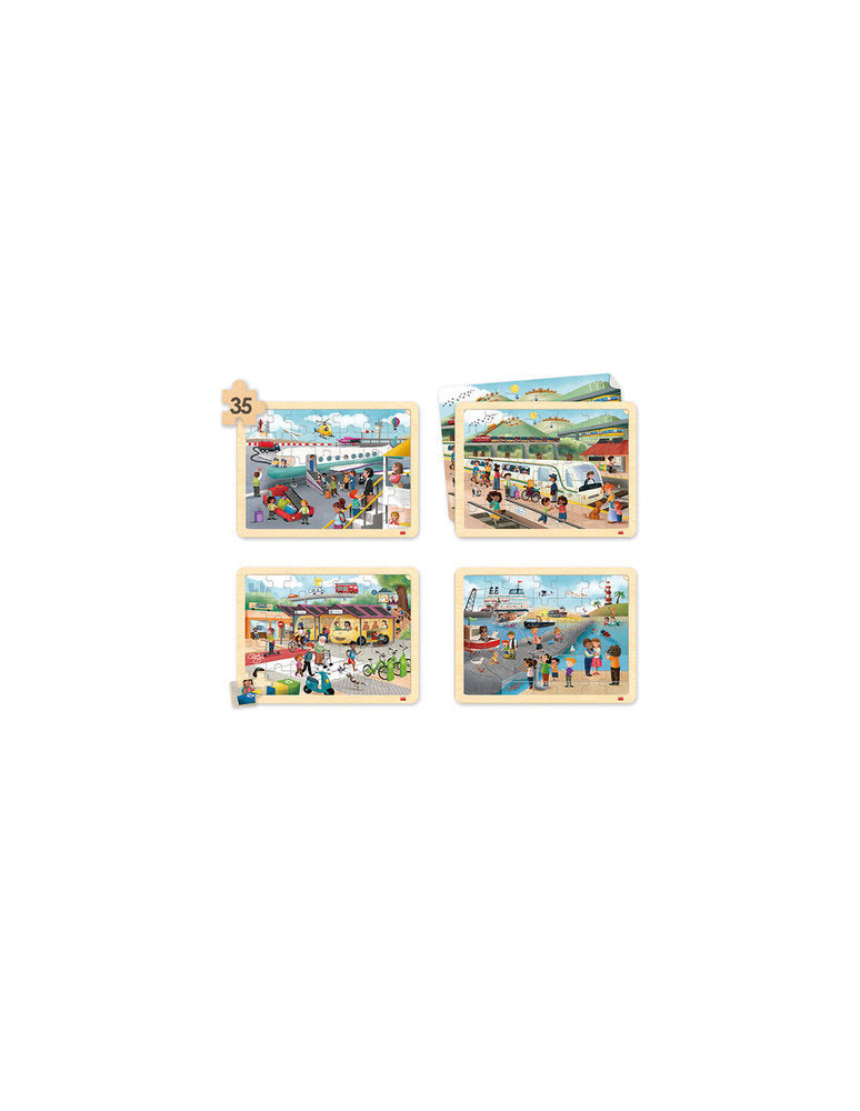 Set 4 Puzzles Medios de Transporte y Comunicación AKROS Imagen principal del producto