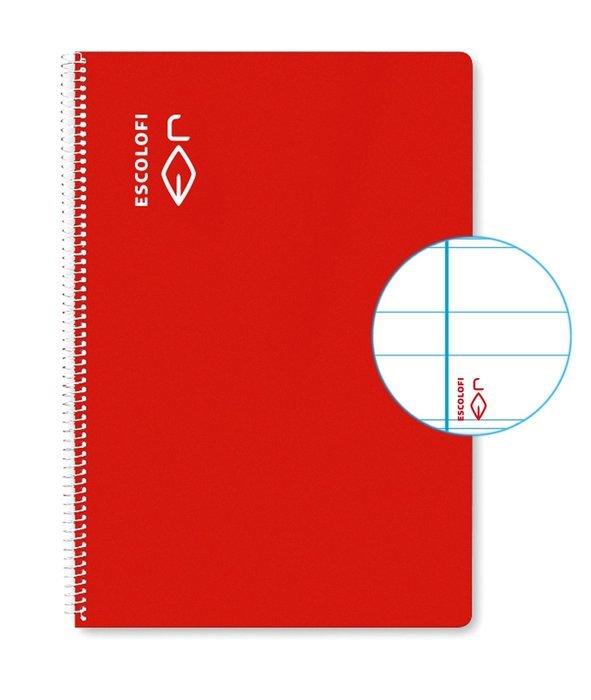 Bloc Espiral Folio 50H 70 g Pauta Montessori Rojo EscoLoFi