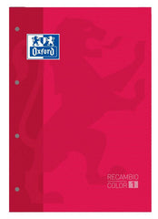 RECAMBIO A4 4 TALADROS 80H CUADRO 5MM OXFORD ROJO | 1 UNIDADES | (OXFORD)