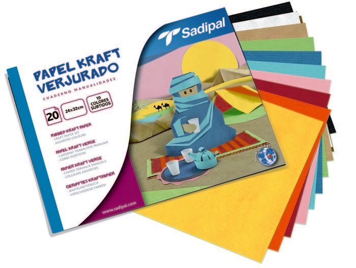 Bloc Manualidades 20 Papel Kraft Surtido Sadipal 32x24cm