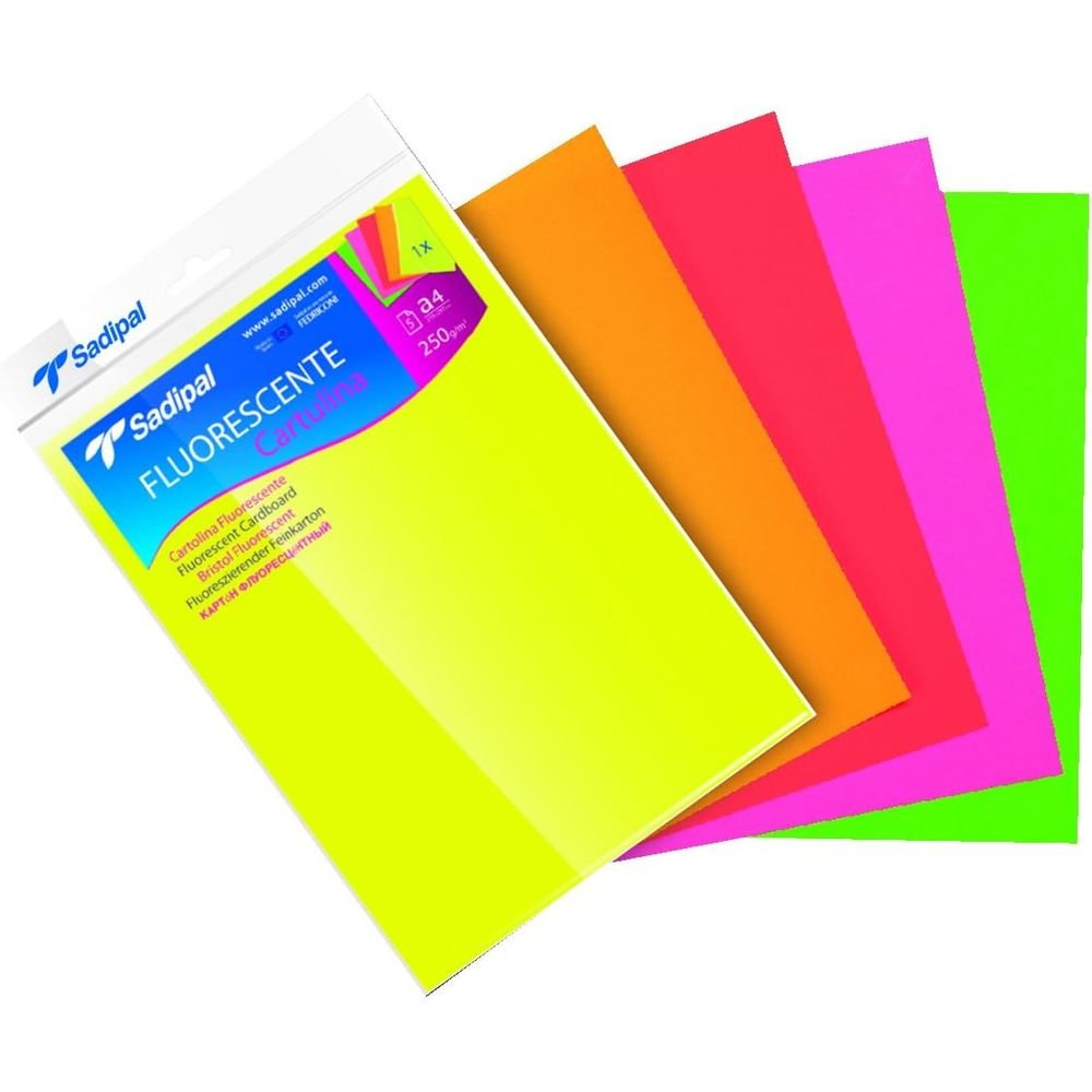 Cartulina fluor A4 250 g Blister 5 colores surtidos SADIPAL Imagen principal del producto