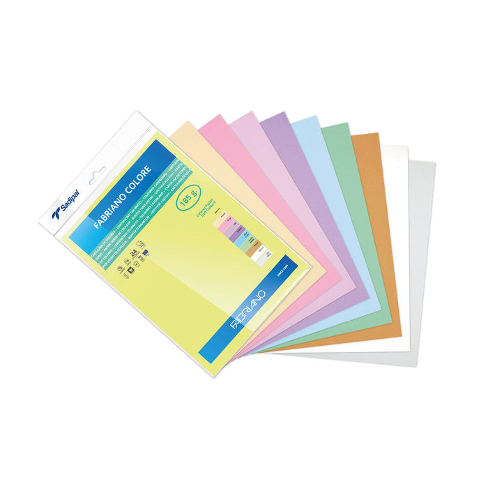 ✅ CARTULINA FABRIANO A4 185GR COLORES SURTIDOS PASTEL 10 HOJAS