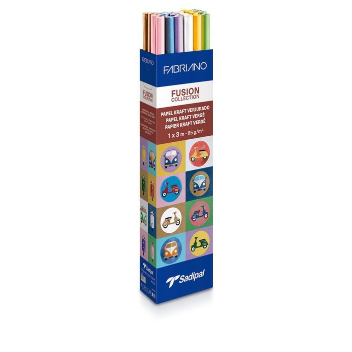 Expositor 30 Rollos Papel Kraft 1 x 3 m Fusion Surtidos Fabriano