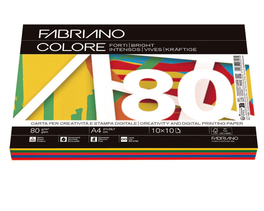 Papel A4 Copy Tinta 80 g 100H Colores Intensos Surtidos Fabriano