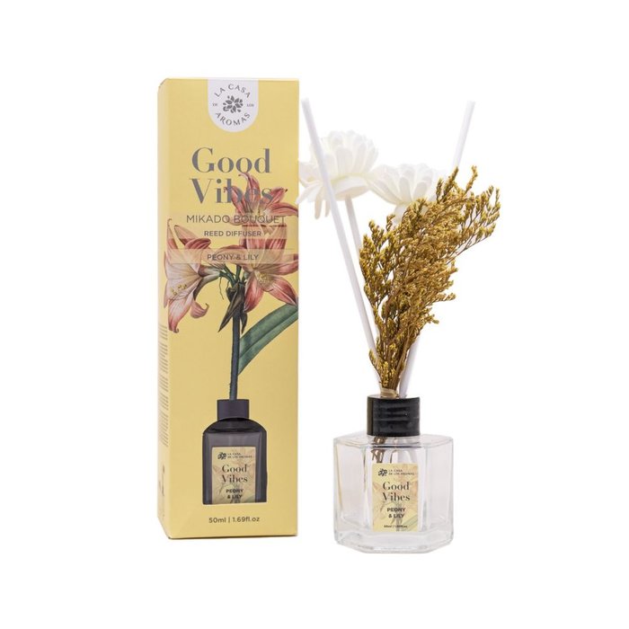 EXPOSITOR 8 MIKADO NICE BOUQUET GOOD VIBES 50ML | CASA AROMAS/FLOR DE MAYO | ENVASE 8 UDS. UNIDAD | 18428390061453