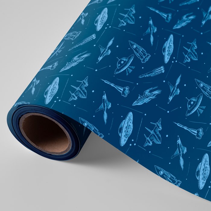 PAPEL REGALO BOBINA 31CM 2K INFANTIL NAVES ESPACIALES | WONDER WRAPPER | 1 UNIDAD | 8429640000676