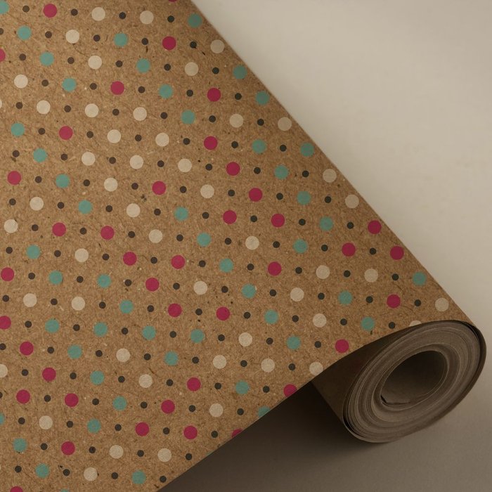 BOBINA REGALO 31CM 2KG 100% KRAFT RECICLADO PUNTITOS COLORE | WONDER WRAPPER | 1 UNIDAD | 8429640002274