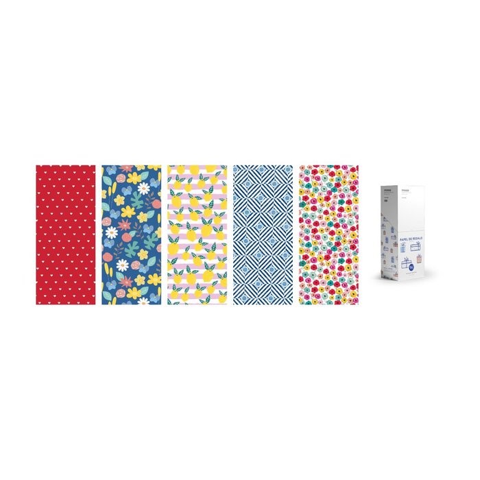 EXPOSITOR 50 ROLLO PAPEL REGALO 0,7X2M TODO AÑO | WONDER WRAPPER | ENVASE 50 UDS. UNIDAD | 8429640002618