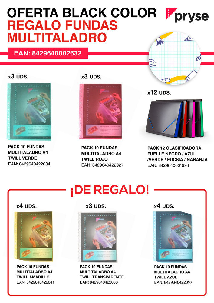 LOTE BLACK COLOR CARPETAS FUELLE Y FUNDAS | 1 UNIDADES | (PRYSE, S,A,) Imagen principal del producto