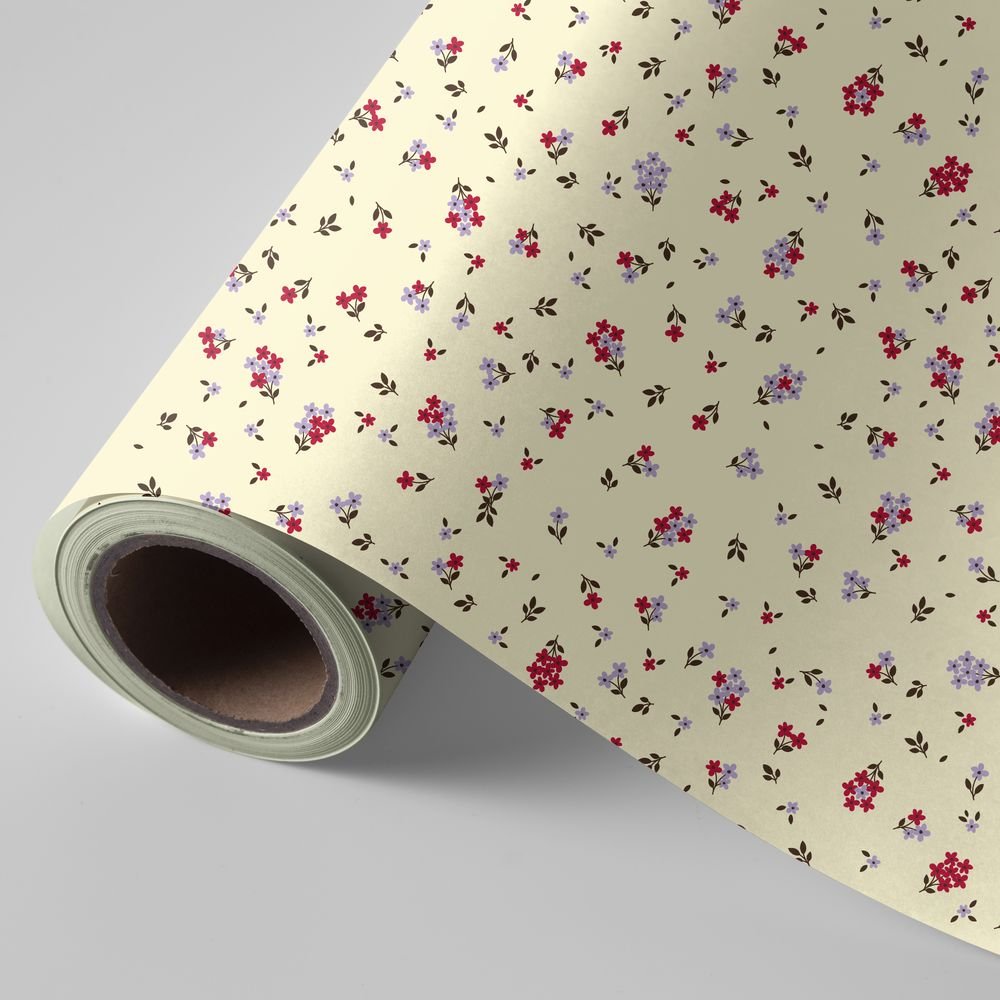 Papel regalo bobina 31 cm florecillas fondo crema Wonder Wrapper Imagen principal del producto