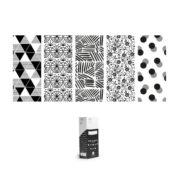 EXPOSITOR 50 ROLLOS PAPEL REGALO BLACK&WHITE 0,7X2M | PRYSE, S,A, | 1 UNIDAD | 8429640021275