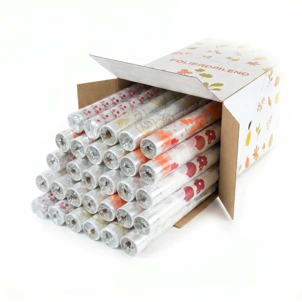 Expositor 72 Rollos Papel Regalo Celofan Decorado Todo Año PRYSE Imagen principal del producto