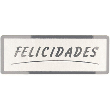 ETIQUETAS PLATA FELICIDADES ROLLO 300U 50X18 | PRYSE, S,A, | 1 UNIDAD | 8429640328046