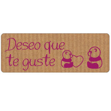 ROLLO 300 ETIQUETAS KRAFT DESEO QUE TE GUSTE PANDA 50X18 | WONDER WRAPPER | 1 UNIDAD | 8429640328404