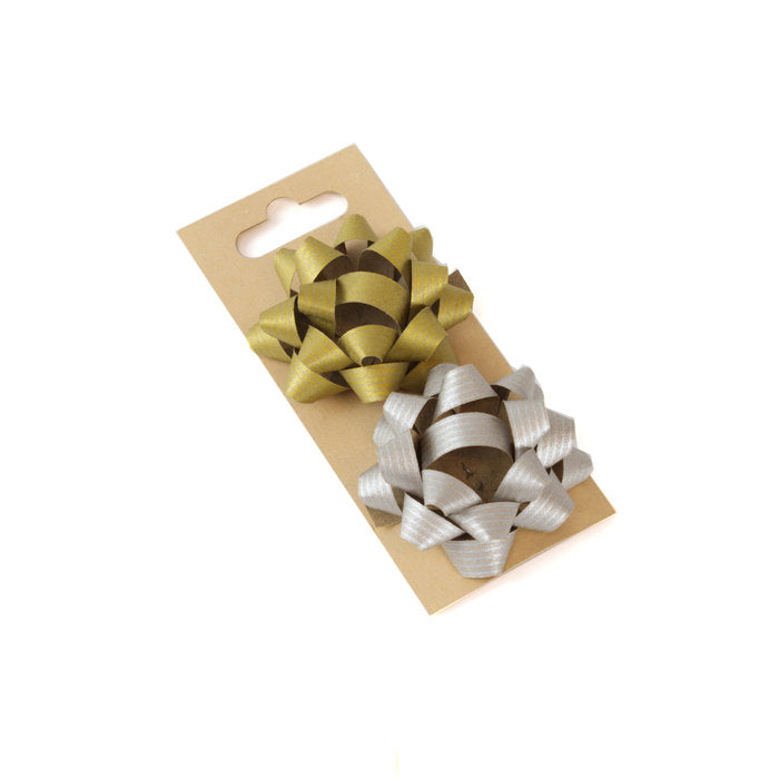SET 2 LAZOS PAPEL KRAFT 100% RECICLADO ORO Y PLATA 6CMS | WONDER WRAPPER | 1 UNIDAD | 8429640330025