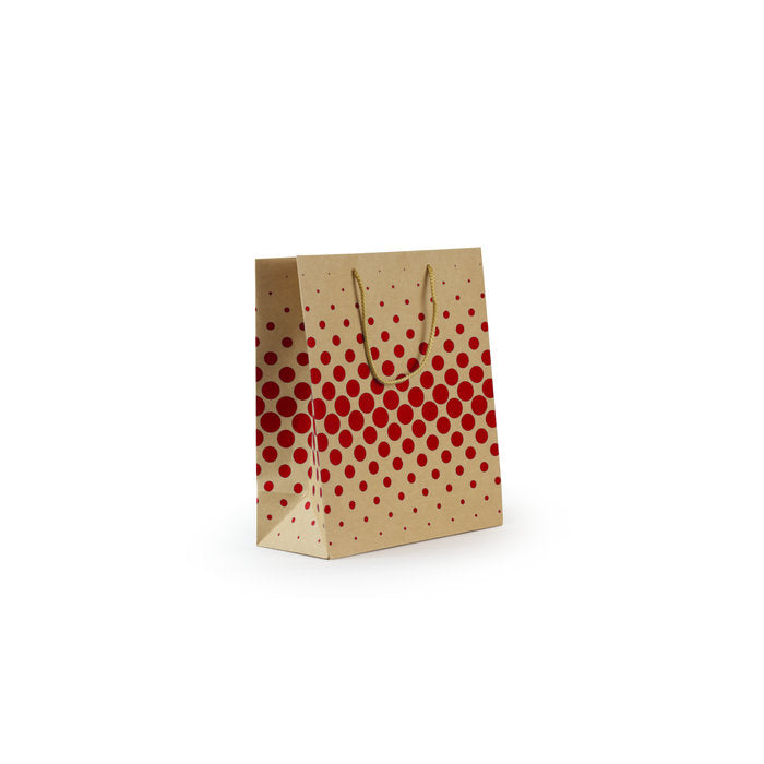 BOLSA PAPEL 180G KRAFT RECICLADO PUNTOS ROJOS 185X140X85MM | WONDER WRAPPER | 1 UNIDAD | 8429640332043 Imagen principal del producto
