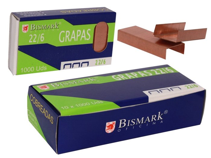 GRAPAS Nº 22/6 COBREADAS | 10 UNIDADES | (POESSA BISMARK BASICO)