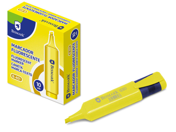 Rotulador Fluorescente Amarillo Bismark | Poessa Bismark Basico | Pack 10 Unidades