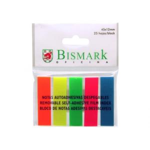 BANDERITAS ADHESIVAS BISMARK 5 COLORES NEON 45X12MM | 24 UNIDADES | (POESSA BISMARK BASICO)