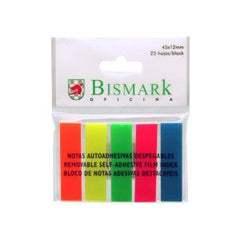 BANDERITAS ADHESIVAS BISMARK 5 COLORES NEON 45X12MM | 24 UNIDADES | (POESSA BISMARK BASICO)